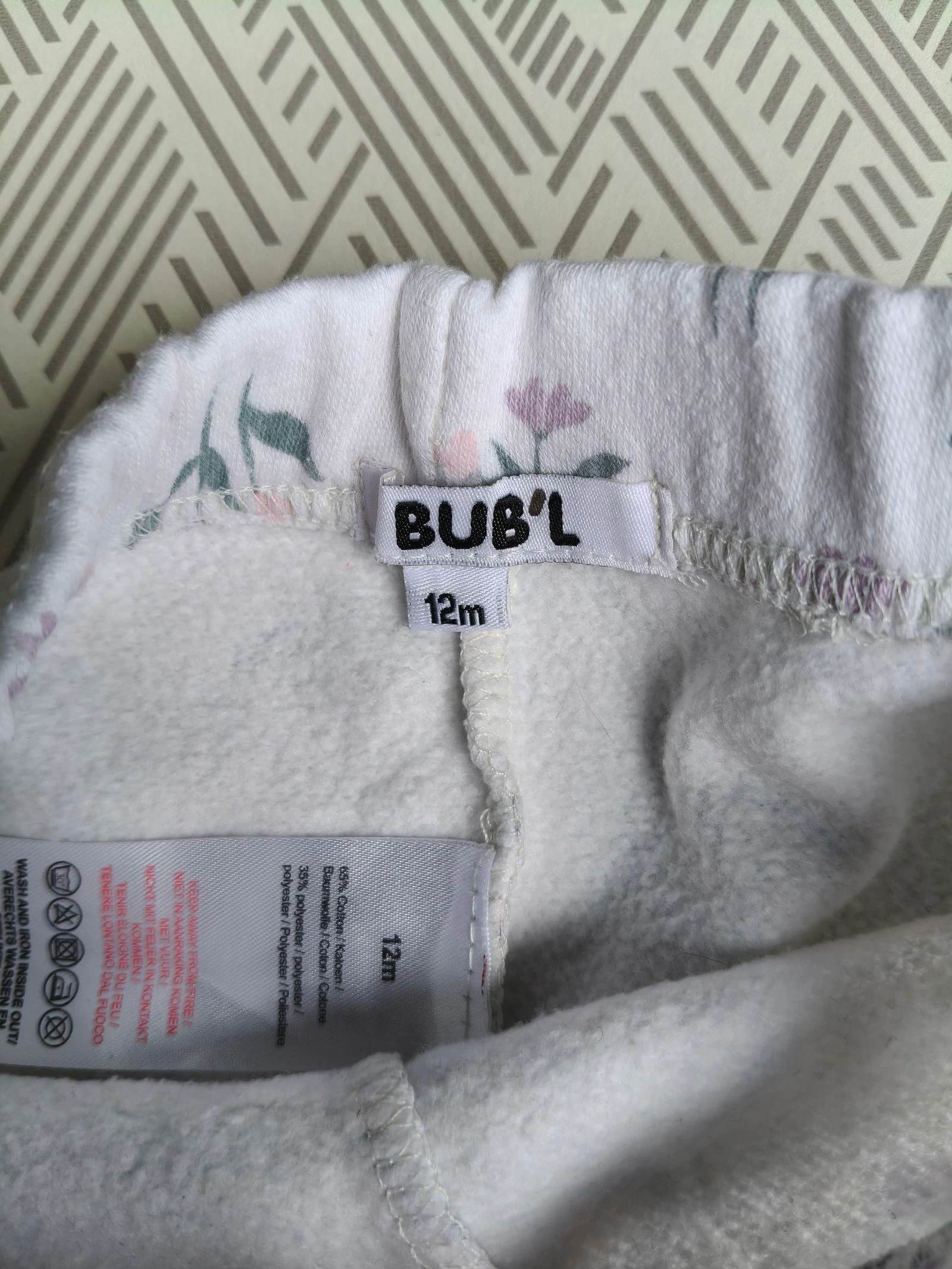 Pantalón abrigado para niña Bub'l blanco con flores 12 meses – photo 4